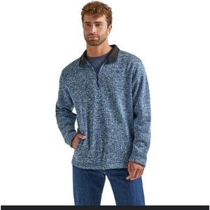 Wrangler George Strait Fleece Sweater Mens Sz M Western Work Farm Blue 1/4 Zip